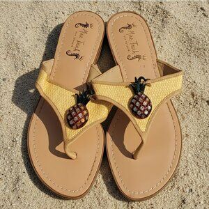 Miss Trish Pineapple Yellow Rhinestone Sandals Womens Size 8